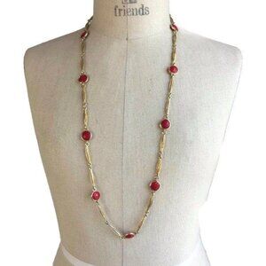 Vintage Red Glass Chain Necklace